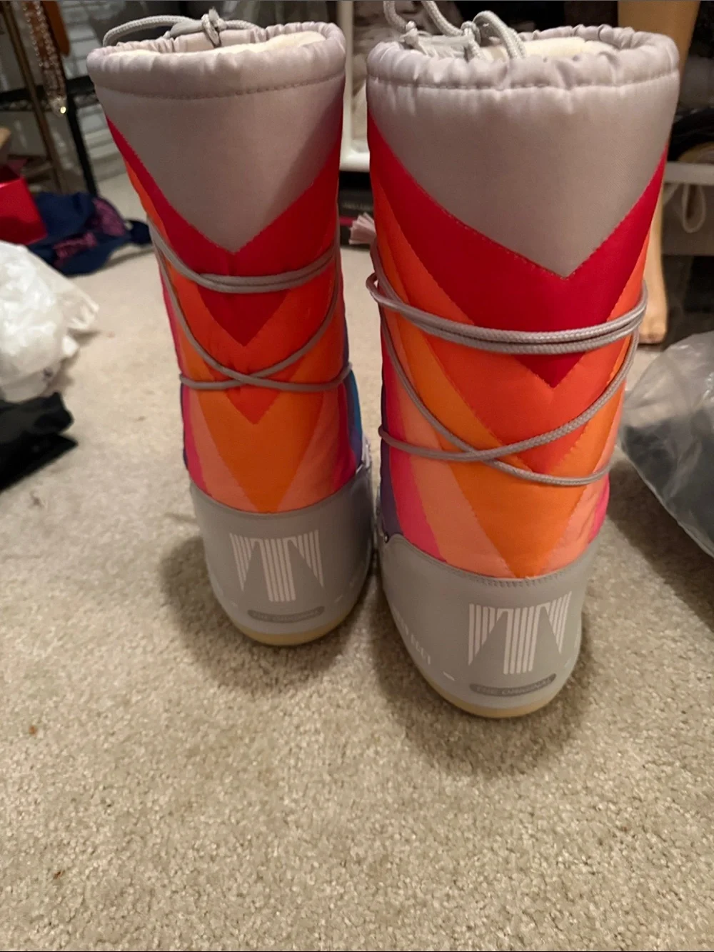 Moon Boot Women’s Multicolor Quilted Snow Boot - Pink Orange Blue Purple